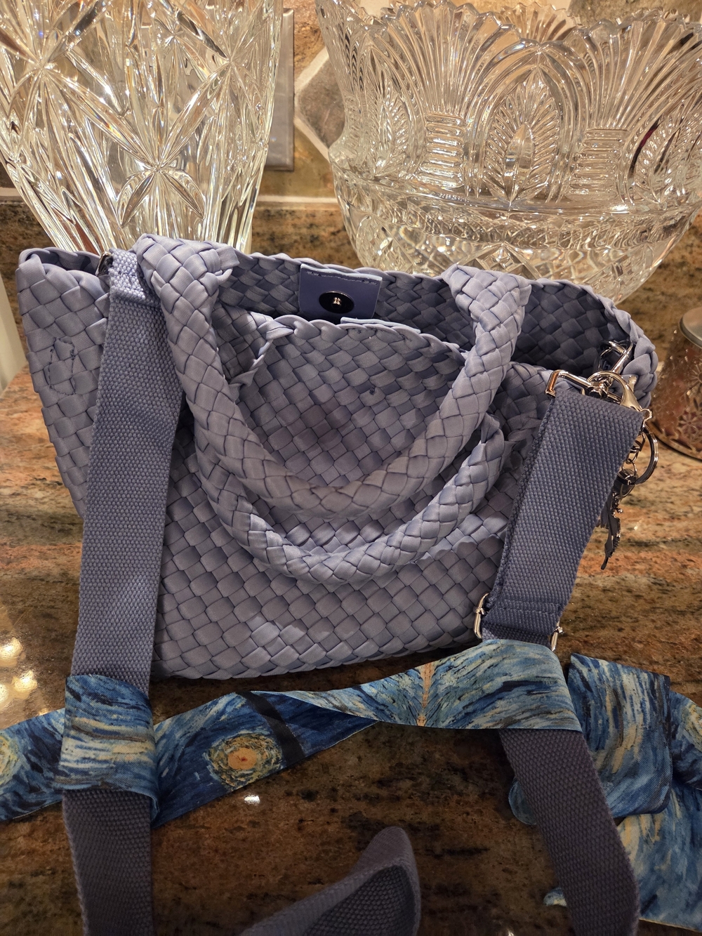 BCBGMaxAzria Woven Bag In Periwinkle